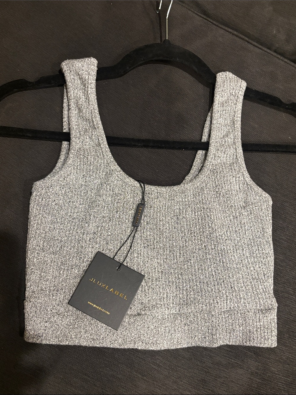 JLUXLABEL NEW Gray Ribbed Knit Tank Crop Top size S